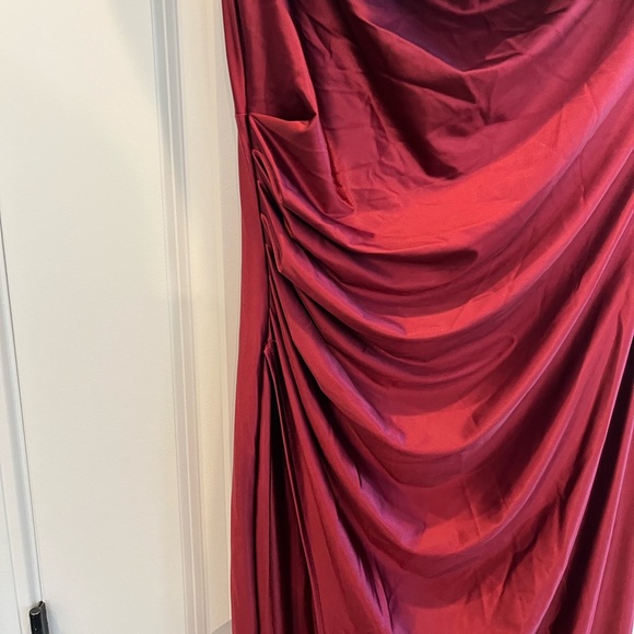 Red Off Shoulder Prom Gown Formal Evening Dress High Slit Elegant Glam Size Lg - Picture 7 of 10